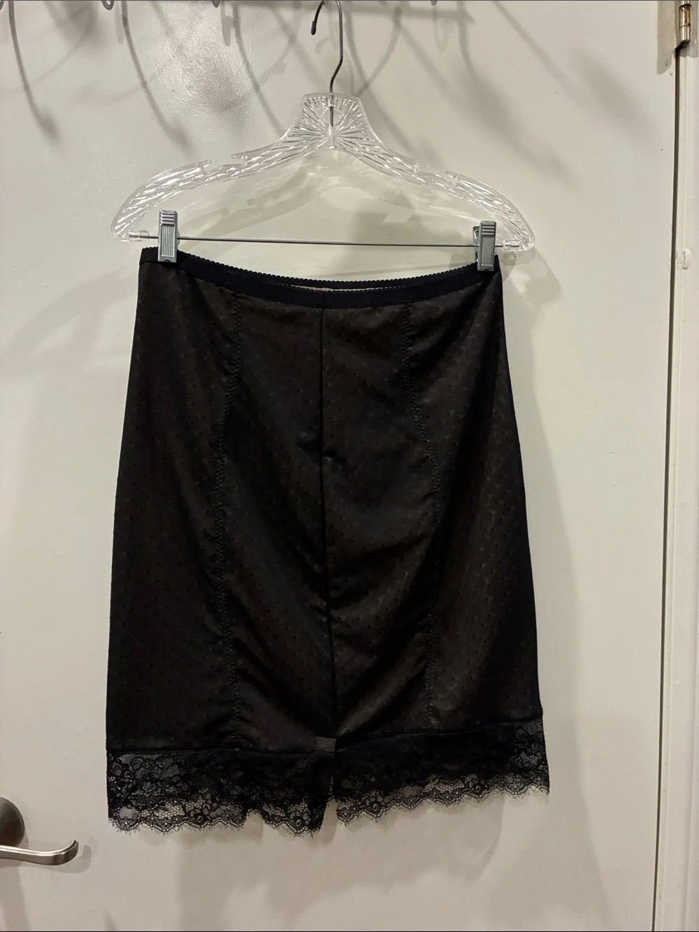 Adore Me Black Lace-Trim Pencil Slip Skirt